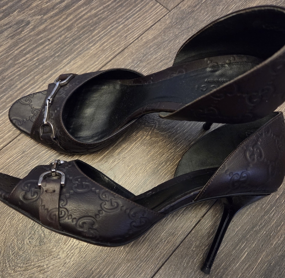 Gucci Elegant Brown Designer Women's Heels